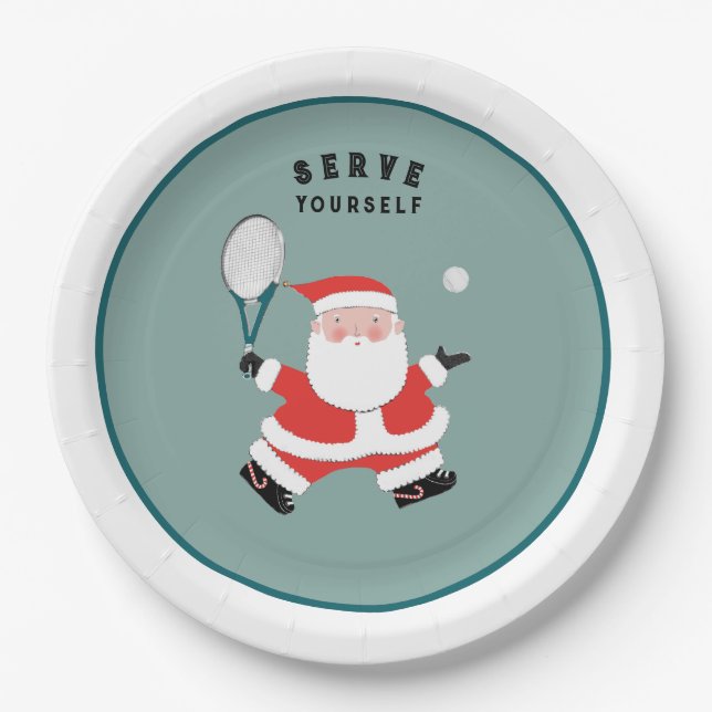 Prato De Papel Tennis Sports Christmas Holiday Party (Frente)