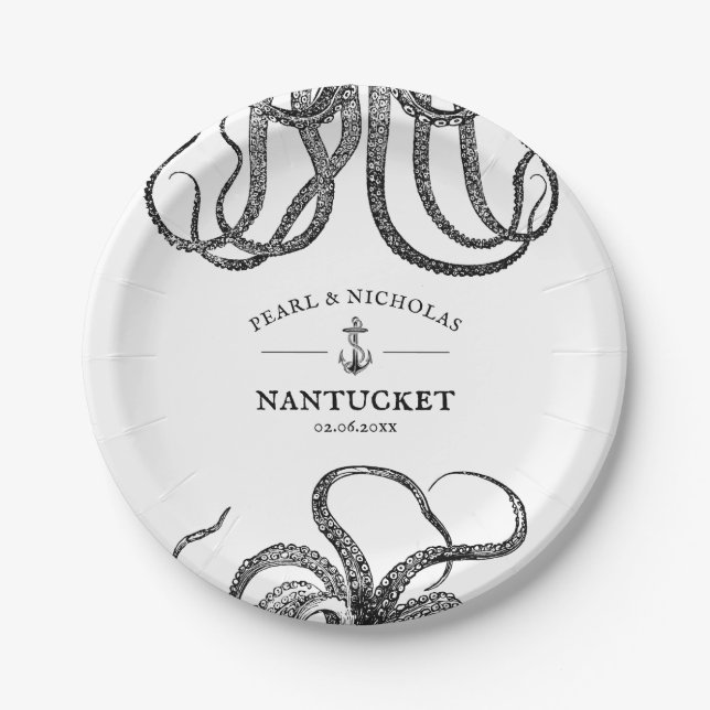 Prato De Papel Tentáculos do Amor | Octopus Themed Beach (Frente)