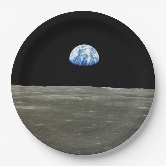 Prato De Papel Terra da Lua no Espaço Negro: Nascer da Terra (Frente)