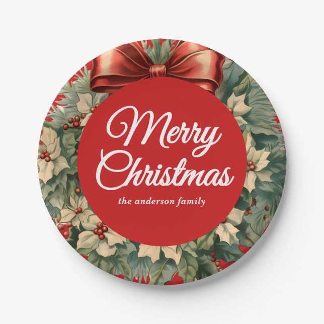 Prato De Papel Terra de Natal Elegante Watercolor (Frente)