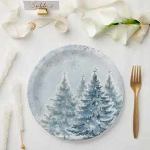 Prato De Papel Terra Maravilha Elegante Azul e prata de inverno