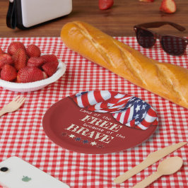 Prato De Papel Terra Patriótica do Bunting Azul Vermelho Livre