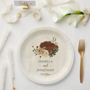 Prato De Papel terracotta Earth tone casamento floral
