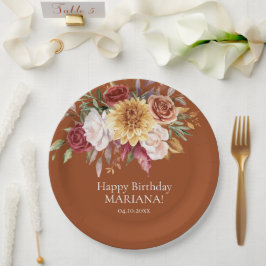 Prato De Papel Terracotta Fall Foliage Flowers Festa de aniversár