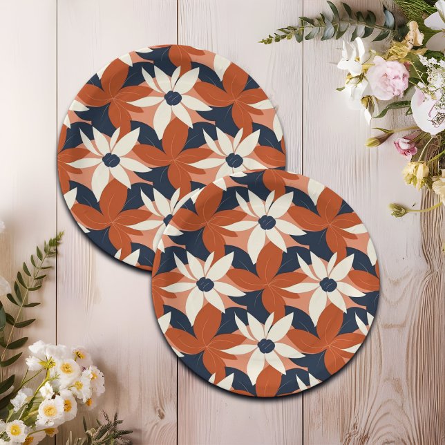 Prato De Papel Terracotta White Floral Elegante (Criador carregado)