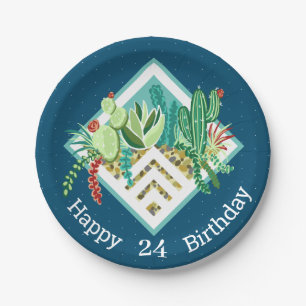 Prato De Papel Terrário Geométrico Moderno do Cactus e Succults