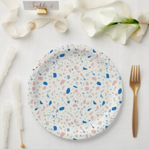 Prato De Papel Terrazzo Padrão Natural Elegante Neutral