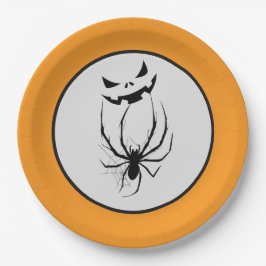 Prato De Papel Terror de Teia de Aranha Preta e Branca de Hallowe