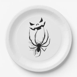 Prato De Papel Terror de Teia de Aranha Preta e Branca de Hallowe