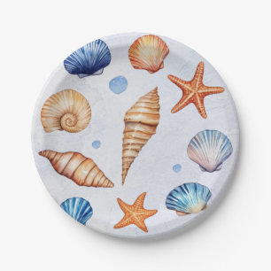Prato De Papel Tesouro de Conchas Marinhas Modernas do Litoral pa