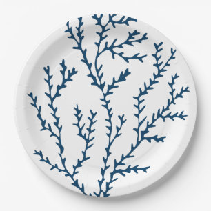 Prato De Papel Teste padrão azul da alga da cerceta elegante -