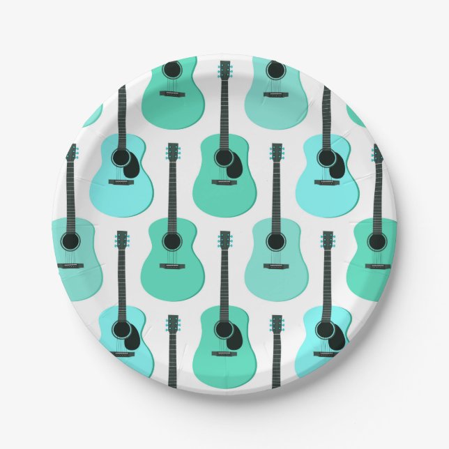 Prato De Papel Teste padrão azul das guitarra acústicas (Frente)