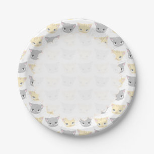 Prato De Papel Teste padrão bonito da cara do gatinho