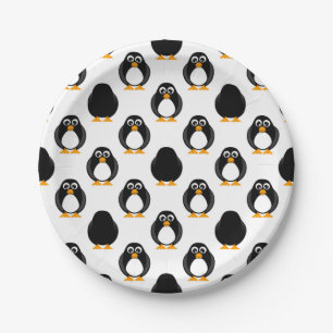 Prato De Papel Teste padrão bonito do pinguim