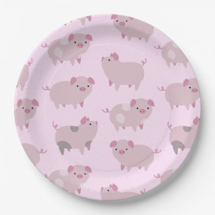 Prato De Papel Teste padrão cor-de-rosa bonito & pontos dos