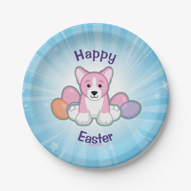 Prato De Papel Teste padrão do Corgi do primavera de Lil (Frente)