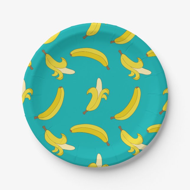 Prato De Papel Teste padrão ilustrado bananas ido engraçado (Frente)