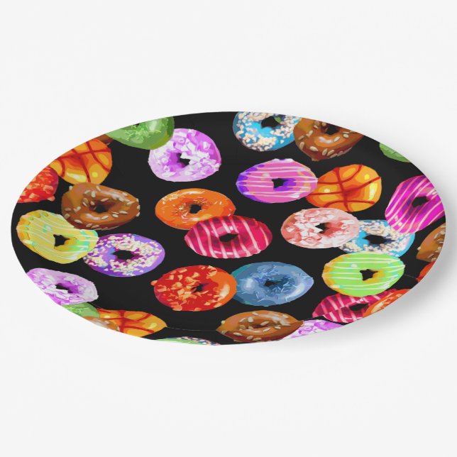 Prato De Papel Teste padrão sem emenda das rosquinhas + seu (Inclinado)