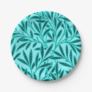 Prato De Papel Teste padrão, turquesa & Aqua do salgueiro de