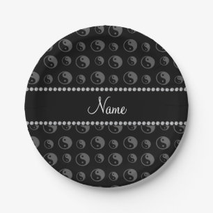 Prato De Papel Teste padrão ying preto conhecido personalizado d