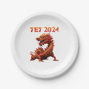 Prato De Papel Tet 2024 Year of the Dragon Vietnamese New Year