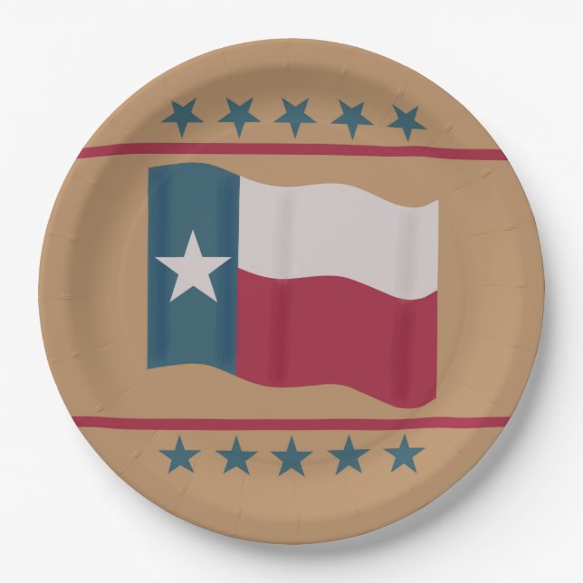 Prato De Papel Texas Lone Star Flag Red White Tan (Frente)