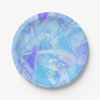 Prato De Papel Texto Azul e Roxo Texturizado 