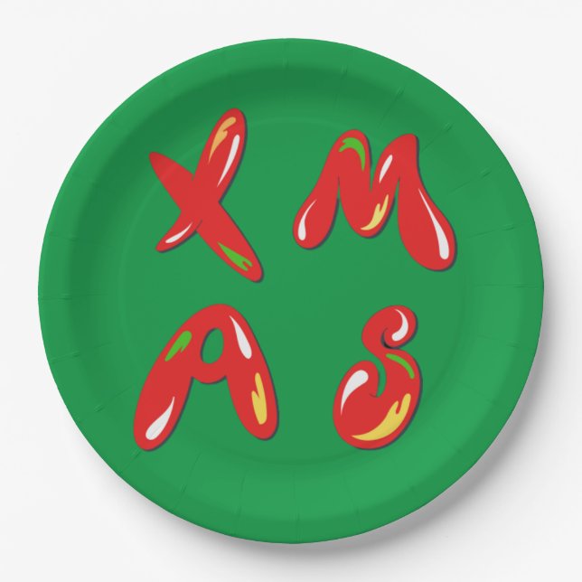 Prato De Papel Texto de Bolha do Xmas (Frente)