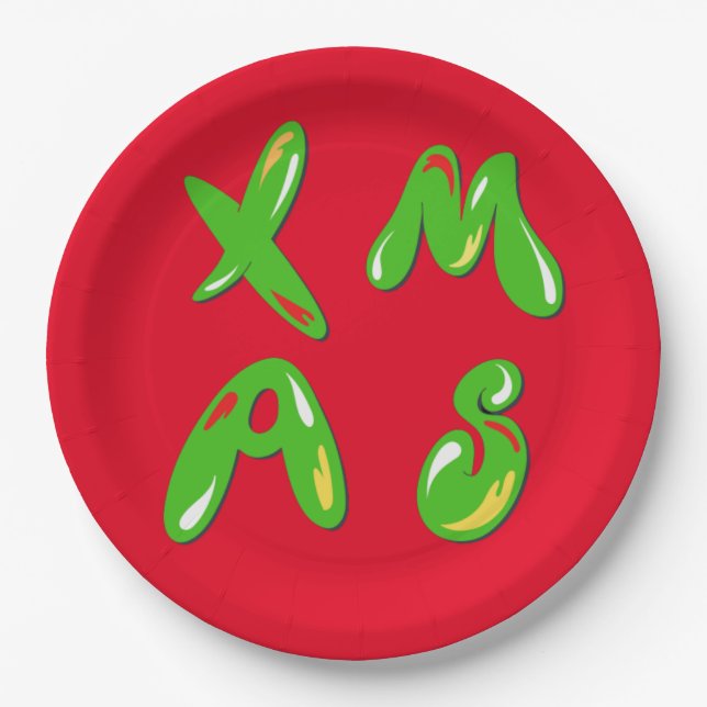 Prato De Papel Texto de Bolha do Xmas (Frente)