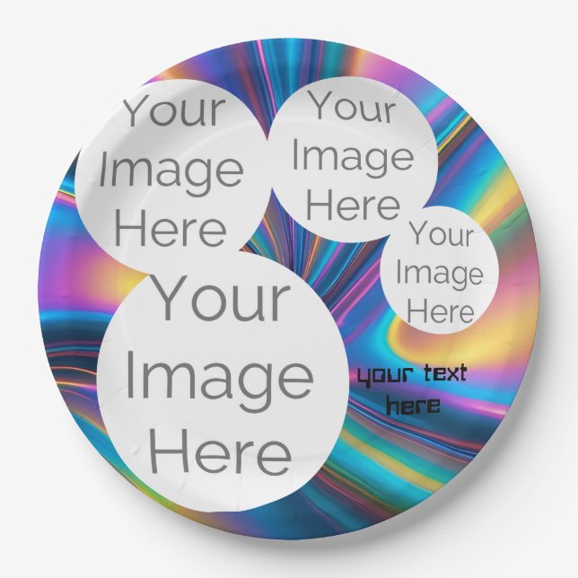 Prato De Papel texto de foto em papel personalizado modelo arco-í (Frente)