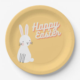 Prato De Papel Texto do felz pascoa com laranja coelho