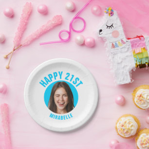 Prato De Papel TEXTO PERSONALIZADO divertido aniversário de 21 an