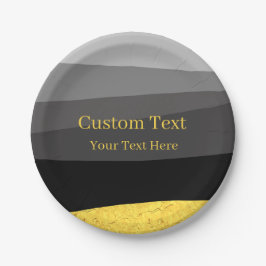 Prato De Papel Texto Personalizado do Design Clássico Dourado da 