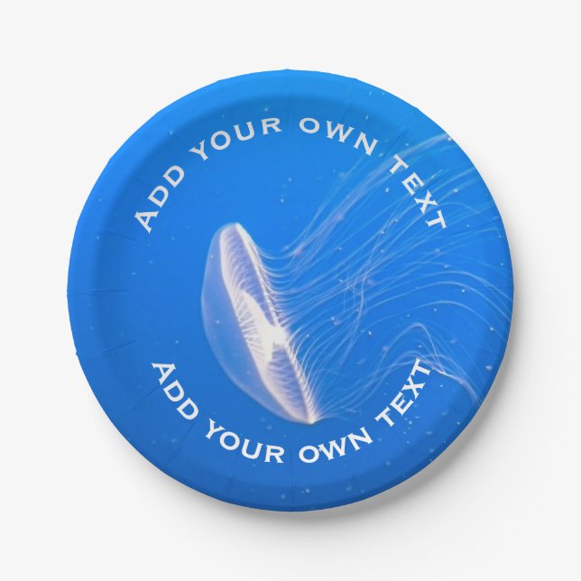 Prato De Papel Texto Personalizado Do Mar Azul Brilhante Tentácul (Frente)