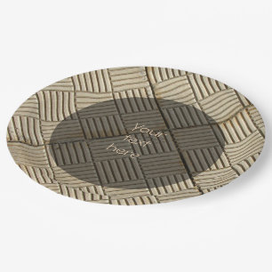 Prato De Papel Texto Personalizado do Padrão Mediterrânico de Azu