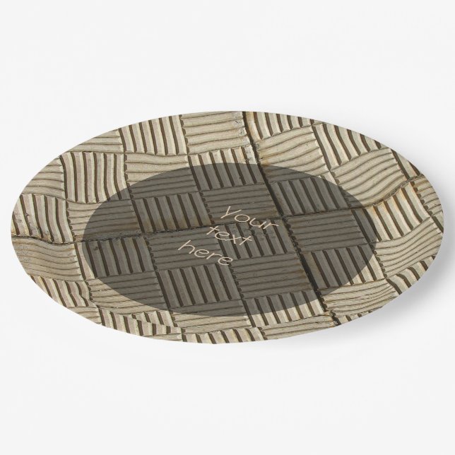 Prato De Papel Texto Personalizado do Padrão Mediterrânico de Azu (Inclinado)