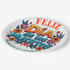 Prato De Papel 💀 🎉 Texto personalizado, Feliz Día de los Muerto