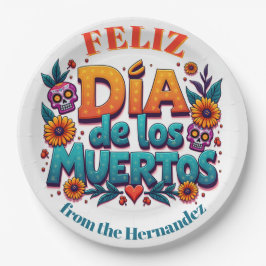 Prato De Papel 💀 🎉 Texto personalizado, Feliz Día de los Muerto