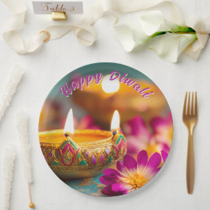 Prato De Papel Texto personalizado, Festivo Flicker Plate