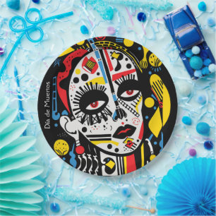 Prato De Papel Texto personalizado 💀 Pop Art Calavera nesse