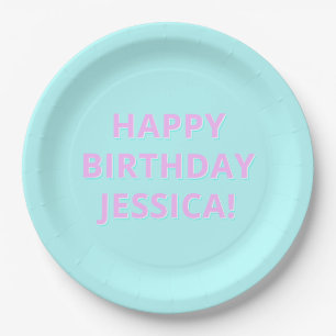 Prato De Papel Texto personalizável Feliz Aniversário para qualqu