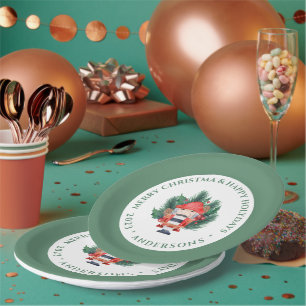 Prato De Papel Texto Verde Personalizado do Buquê do Noturcracker