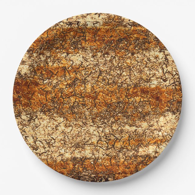 Prato De Papel Textura acastanhada em madeira áspera (Frente)