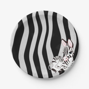 Prato De Papel Textura bonito do impressão da zebra com desenhos