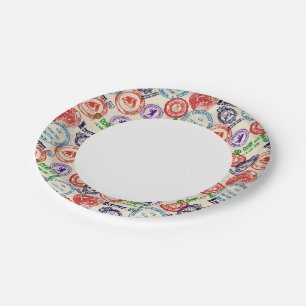 Prato De Papel Textura com selos reais.