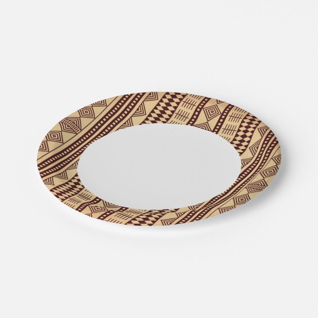 Prato De Papel Textura étnica castanha (Inclinado)