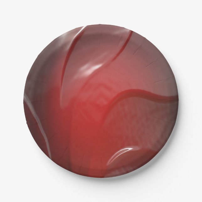 Prato De Papel textura plástica vermelha-escura (Frente)