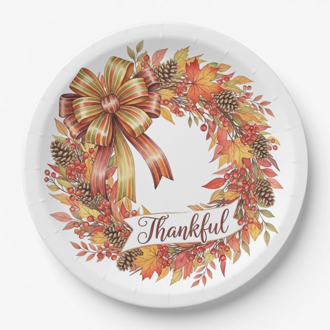 Prato De Papel Thankful Wreath (Frente)