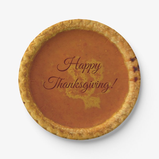 Prato De Papel Thanksgiving Paper Plate With Pumpkin Pie (Frente)