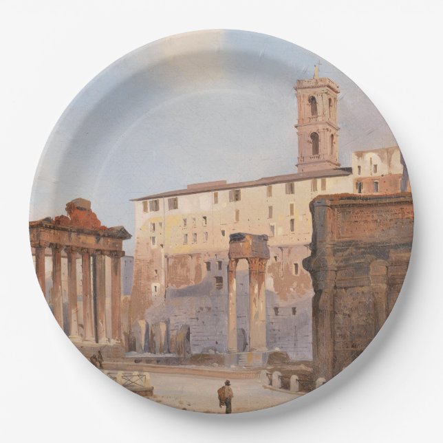 Prato De Papel The Ancient Roman Forum (por Ippolito Caffi) (Frente)